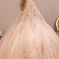 Rose Gold_2 3-D Butterfly Sweetheart Neckline Quinceanera Dress - GL3104