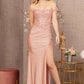 Rose Gold_2 Glitter Sheer Bodice Mermaid Slit Gown GL3162 - Women Formal Dress- Special Occasion-Curves