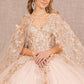 Rose Gold_3 3-D Butterfly Sweetheart Neckline Quinceanera Dress - GL3104