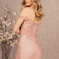 Rose Gold_4 Glitter Sheer Bodice Mermaid Slit Gown GL3162 - Women Formal Dress- Special Occasion-Curves