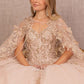 Rose Gold_5 3-D Butterfly Sweetheart Neckline Quinceanera Dress - GL3104