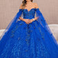Royal Blue GL3111 - Embroidery Glitter Sweetheart Neck Quinceanera Dress