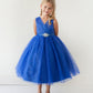 Royal Blue Girl Dress with Glitter V-Neck Tulle Dress - AS5698