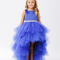 Royal Blue Girl Dress with Ruffled Tulle High-Low Dress - AS5658