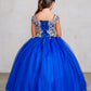 Royal Blue_1 Girl Dress with Off-Shoulder Lace Bodice - AS7024