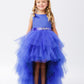 Royal Blue_1 Girl Dress with Ruffled Tulle High-Low Dress - AS5658