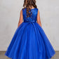 Royal Blue_1 Girl Dress with Sequin and Tulle Skirt Dress - AS5752