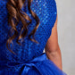 Royal Blue_2 Girl Dress with Sequin and Tulle Skirt Dress - AS5752