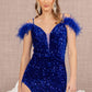 Royal Blue_2 Sequin Cut-away Shoulder Mermaid Slit Women Formal Dress - GL3149 - Special Occasion-Curves