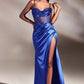 Royal Fitted Corset Satin Slit Gown CD265 - Women Evening Formal Gown - Special Occasion