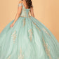 Sage_1 Elizabeth K - GL3100 - Embroidered Cut-Away Shoulder Quinceanera Dress