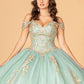 Sage_2 Elizabeth K - GL3100 - Embroidered Cut-Away Shoulder Quinceanera Dress