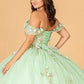 Sage_4 GL3102 - Flower Applique Sweetheart Neckline Quinceanera Dress