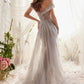 Silver_1 Off The Shoulder with Over Skirt Gown A1182 - Special Occasion
