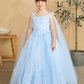 Sky Blue Girl Dress with Glitter Tulle Skirt - AS7040