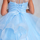 Sky Blue_2 Girl Dress with Sleeveless Illusion Neckline Pageant Dress - AS7018