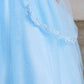 Sky Blue_3 Girl Dress with Metallic Corded Lace Bodice - AS7028
