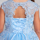 Sky Blue_4 Girl Dress with Metallic Corded Lace Bodice - AS7028