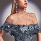 Smoky-blue_2 Off the Shoulder Sheath Corset Slit Gown J832 - Women Evening Formal Gown - Special Occasion