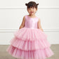 Violet Pink Girl Dress with Metallic Glitter Bodice Tulle Skirt Dress - AS5790