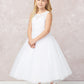 White Girl Dress with Applique Bodice Tulle Skirt - AS5747