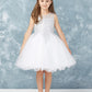 White Girl Dress with Floral Applique Bodice - AS7013