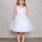 White Girl Dress with Flowers Rhinestone Bodice - AS7027