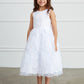 White Girl Dress with Metallic Lace Embroidery Tulle Skirt Dress - AS5816