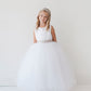 White Girl Dress with Satin Bodice and Tulle Skirt Dress - AS5700