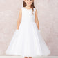 White Girl Dress with Sequin and Tulle Skirt Dress - AS5752