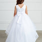 White_1 Girl Dress with Glitter Bodice and Tail Skirt - AS5814