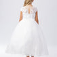White_1 Girl Dress with Illusion Neckline Bodice - AS5730