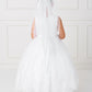 White_1 Girl Dress with Illusion Neckline Bodice - AS5801