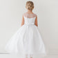 White_1 Girl Dress with Illusion Neckline Dress - AS5712