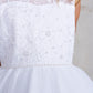 White_2 Girl Dress with Beautiful Illusion Neckline Dress - AS5797