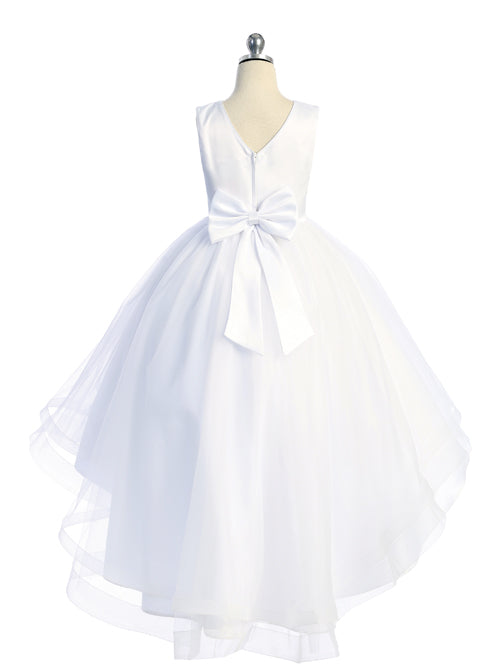 White_2 Girl Dress with Glitter Bodice and Tail Skirt - AS5814