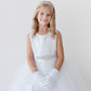 White_2 Girl Dress with Satin Bodice and Tulle Skirt Dress - AS5700