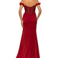 Wine_1 Floral Off The Shoulder Gown AS8050J - Special Occasion-Curves