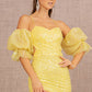 Yellow_2 Mesh Puff Sleeves Mermaid Women Formal Dress - GL3155 - Special Occasion-Curves