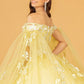 Yellow_3 GL3111 - Embroidery Glitter Sweetheart Neck Quinceanera Dress