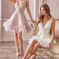 Jeweled Feathered glitter A-line Short Cocktail Dress by Andrea & Leo Couture - A1012 Wren Dress - Short