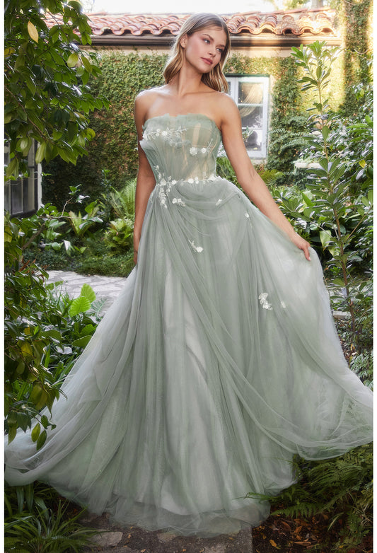 Strapless Tulle Pleated Draped Ball Gown by Andrea & Leo Couture - A1015 - Special Occasion