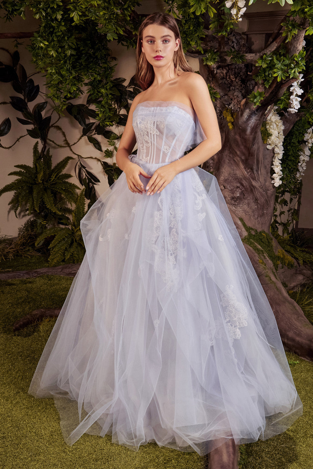 Strapless Corset Tulle Ball Gown by Andrea & Leo Couture A1050 AURORA TULLE GOWN - Special Occasion