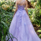 One Shoulder Illusion Tulle & Floral Bodice A-line Slit Gown by Andrea & Leo Couture A1053 LEILA GOWN - Special Occasion