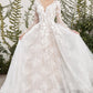 Floral Long Sleeve A-Line Bridal Gown Andrea & Leo Couture - A1067W YVAINE