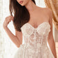 Strapless Floral Tulle A-Line Slit Bridal Gown by Andrea & Leo Couture A1089W Penelope