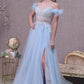 Feather Straps Sheer Bodice Glitter Sequin Mesh A-line Dress by GLS by Gloria GL3135 - Women Formal Dress -Special Occasion/Curves