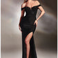 Off Shoulder Hot Stones Slit Gown By Ladivine CA106 - Women Evening Formal Gown - Special Occasion