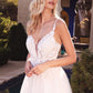 Floral Glitter Lace Bodice A-Line Gown by Cinderella Divine - CB072W