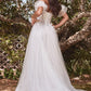 Strapless Floral Bridal Ballgown with Puff Sleeves by Cinderella Divine CB080W